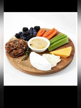 Caravan Round Wooden Lazy Susan charcuterie Acacia Board 10.8” NIB!